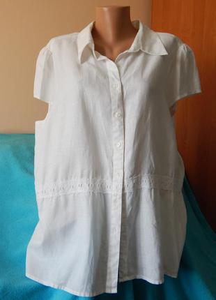 Лляна блуза з кружевом великого розміру