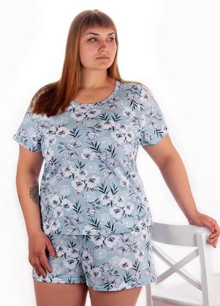 Літня піжама легка, літня піжама жіноча батал, женская пижама футболка и шорты