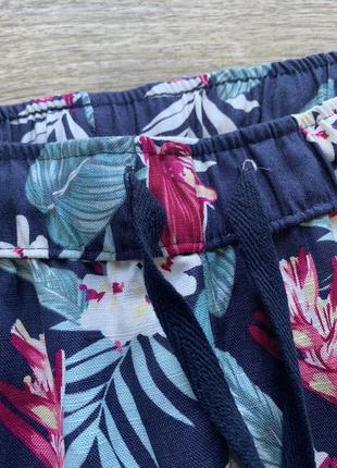 Стильні штани з льну в квітковий принт3 фото