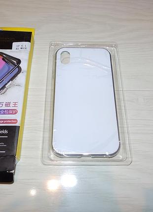 Магнитный чехол magnetic case для iphone xr белая непрозрачная задняя панель