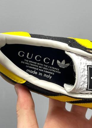 Крутейшие кроссовки adidas gazelle x gucci gg monogram black yellow чёрные с жёлтым 36-45 р8 фото