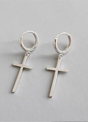 Сережки серьги кульчики кільця з хрестами срібло срібні s925 стильні модні нові3 фото