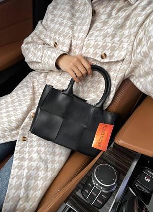 Женская сумка боттега венета черная bottega veneta black искуственная кожа6 фото