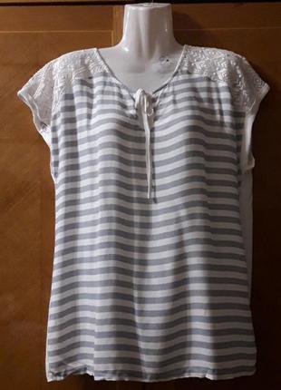Брендовая легкая блуза р.l от orsay, полоска, кружево