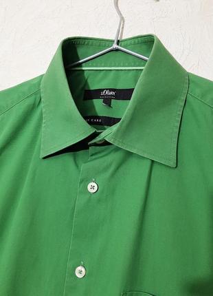 S.oliver французская рубашка зелёная салатовая короткие рукава приталенный крой slim fit мужская4 фото