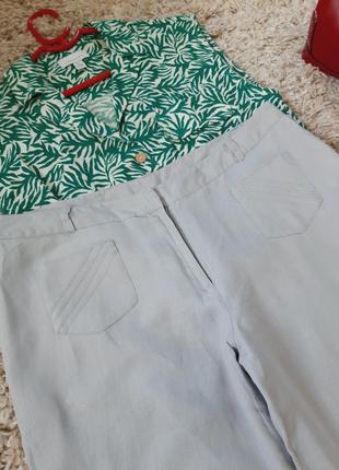 Комфортные широкие льняные штаны в светло сером цвете,divided,  p. 405 фото