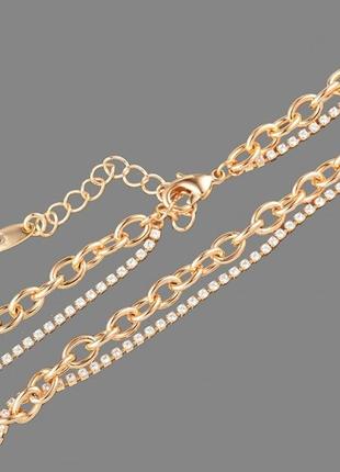 Ланцюжок подвійний панцирного плетіння довжина: 41+5 см, ширина 6 мм, медзолото, медичне золото, позолочений