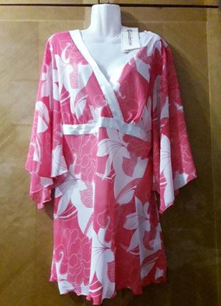 Брендовая новая пляжная сукэнка, шифоновая накидка, туника на запах р.18 от kaleidoscope