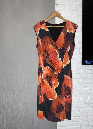 Трикотажна сукня міді плаття у квітковий принт маки bhs , xxl 52-54р3 фото