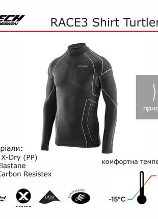 Термокофта з комірцем (лонгслів) x tech maglia race 3 munica lunga  lupetto nero l/xl чорна3 фото