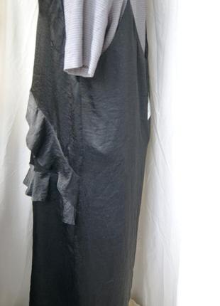 Платье сарафан майка рюши атлас черное струящееся по фигуре3 фото