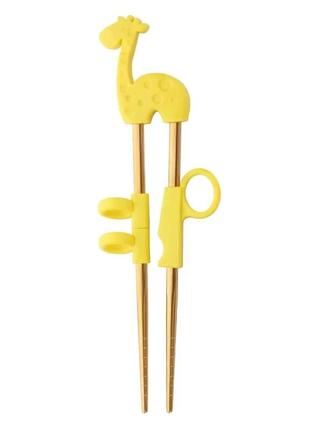 Дитячі багаторазові навчальні палички для їжі жовтий жираф, нержавіюча сталь "gold"