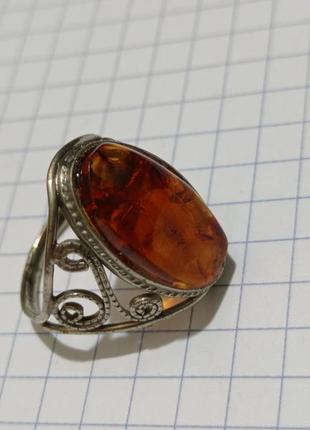Янтарь,  кольцо   с натуральным янтарем3 фото