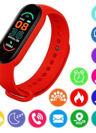 Фитнес браслет fitpro smart band m6 (смарт часы, пульсоксиметр, пульс). цвет красный2 фото