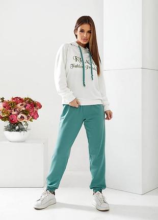 Жіночий спортивний костюм двохнитка 485 бірюза,тіфані кольору