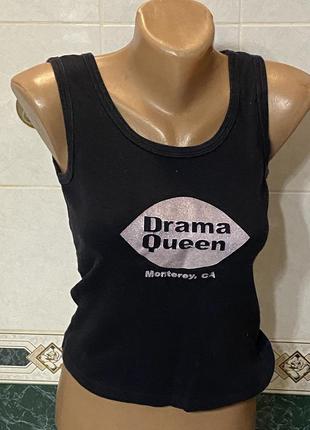 Чорна майка футболка drama queen алкоголічка