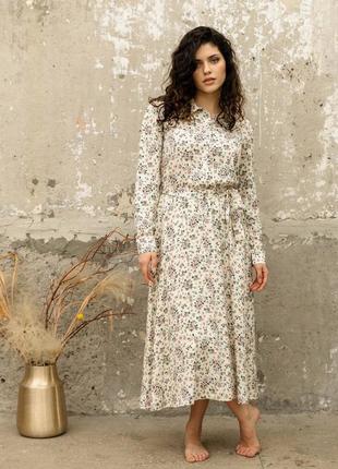 Платье в цветы цветочный принт платья из итальянского штапеля сукэнка меди3 фото