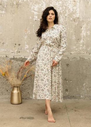 Платье в цветы цветочный принт платья из итальянского штапеля сукэнка меди2 фото