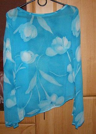 Стильна блузка-туніка з тюльпанами, розмір s-m
