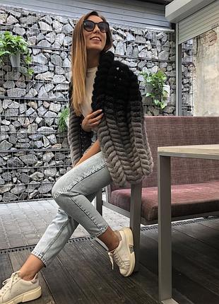 Вязаный кардиган лало шиншилла азиатский колосок ручной работы