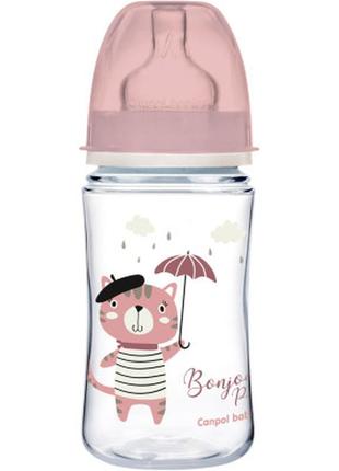 Бутылочка для кормления canpol babies bonjour paris с широким отверстием 240 мл розовая (35/232_pin)1 фото