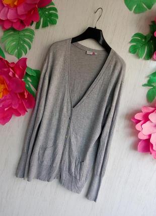 Стильный элегантный кардиган с перламутровыми пуговками джемпер пуловер  серый
