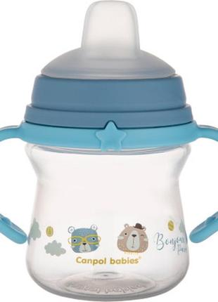 Поильник-непроливайка canpol babies bonjour paris с силиконовым носиком firstcup 150 мл голубая (56/612_blu)