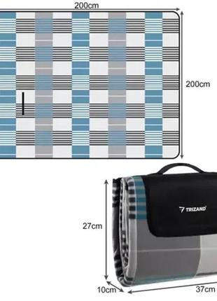 Килимок покривало водонепроникний для пікніка та пляжу xxl 200x200 см trizand 21077 польща8 фото
