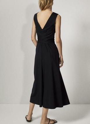 Черное длинное платье, длинное платье с v-образе и вырезом из новой коллекции massimo dutti размер m,l3 фото