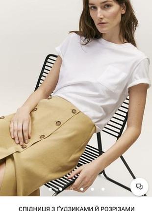 Спідниця льняна з розрізами та ґудзиками з нової колекції massimo dutti розмір l (40)