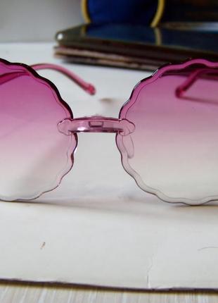 Безоправные детские очки от солнца с линзой антирефлекс круглые розовые градиент4 фото