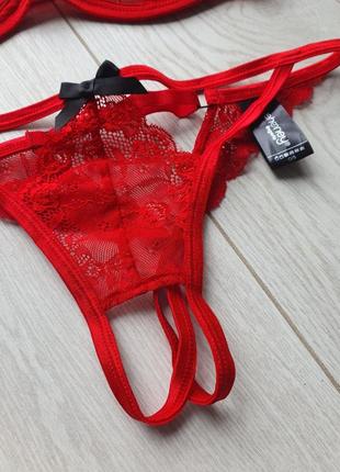 Комплект набор бюст трусики стринги сексуальный эротическое нижнее белье пеньюар корсет love&amp;honey5 фото