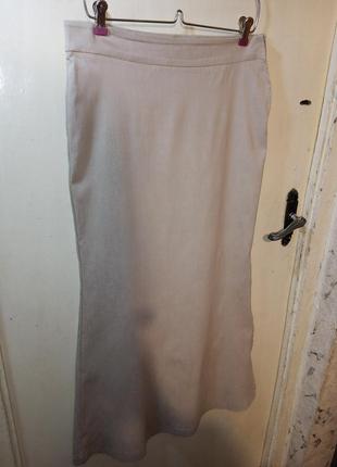 Летняя,супер-стрейч,трикотажная,длинная-в пол,бежевая юбка с разрезом,vero moda7 фото