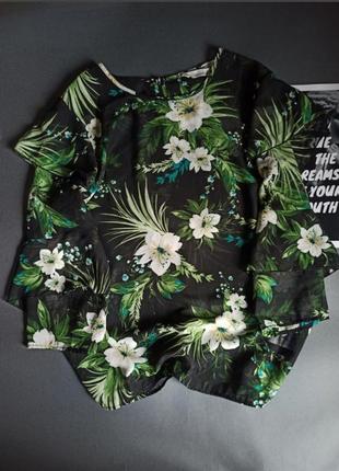 🖤▪️нарядная красивая шифоновая блуза в цветочный с воланами ▪️🖤