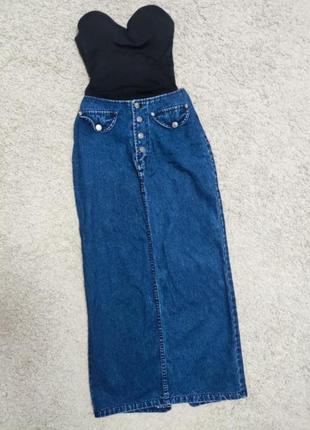 Стильна довга джинсова спідниця
