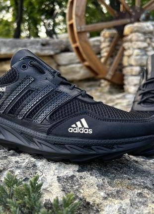 Кросівки літні чоловічі adidas climacool black шкіра-сітка — ціна