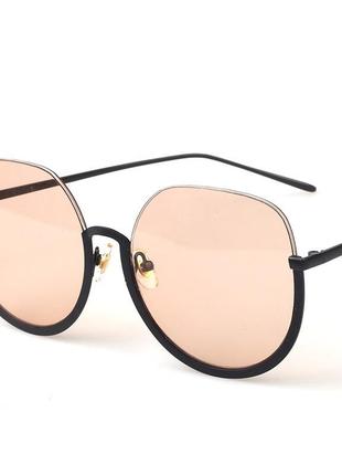 Полуободковые округлые солнцезащитные очки с цветной карамельной линзой