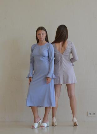 Плаття міді сукня  міні в двох кольорах 💙4 фото