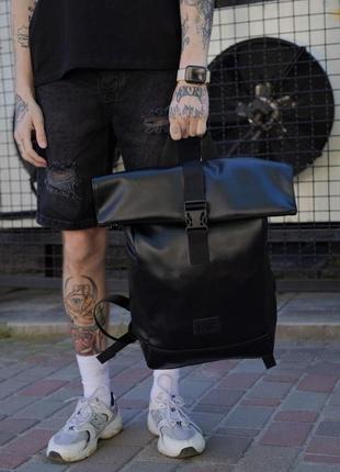 Кожаный рюкзак роллтоп without 1702 black1 фото
