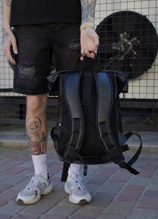 Кожаный рюкзак роллтоп without 1702 black2 фото