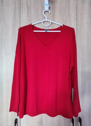 Яркий красный лонгслив кофта кофточка пуловер размер 48-50-52