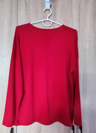 Яркий красный лонгслив кофта кофточка пуловер размер 48-50-524 фото