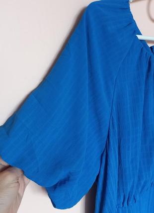 Яскраво синя шифонова сукня, платье миди шифон 50-52 р.2 фото