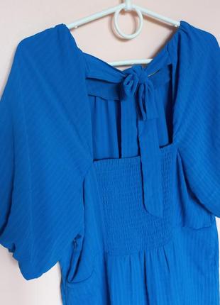 Яскраво синя шифонова сукня, платье миди шифон 50-52 р.5 фото
