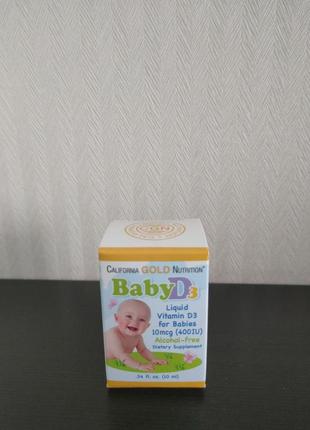 Уценка! california gold nutrition жидкий витамин d3 для детей, 10 мкг (400 ме), 10 мл