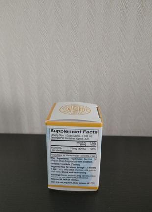 California gold nutrition жидкий витамин d3 для детей, 10 мкг (400 ме), 10 мл2 фото