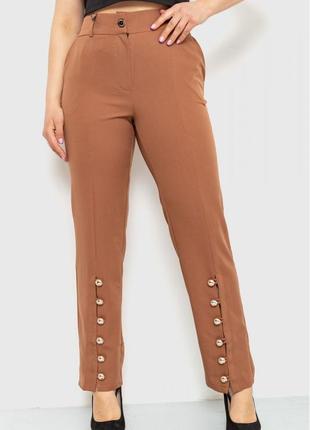Женские классические брюки прямого кроя цвет коричневый