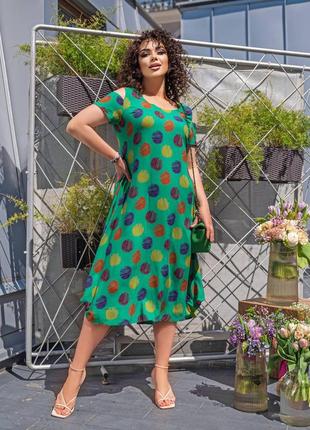 Стильна сукня жіноча великого розміру зелена,різнокольорова,плаття великий розмір літне,на літо 2023