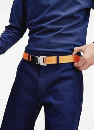 Ремень из ткани оранжевый tommy jeans, оригинал, размер 85, fast clip