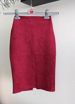 Бордовая юбка миди, размер м3 фото